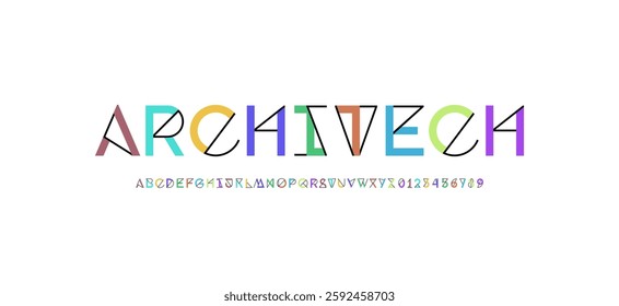 Font alphabet, letters from A to Z and numbers from 0 to 9, vector illustration 10EPS.