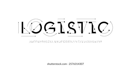 Font alphabet made dot, letters from A to Z and numbers from 0, 1, 2, 3, 4, 5, 6, 7, 8, 9, vector illustration 10EPS.