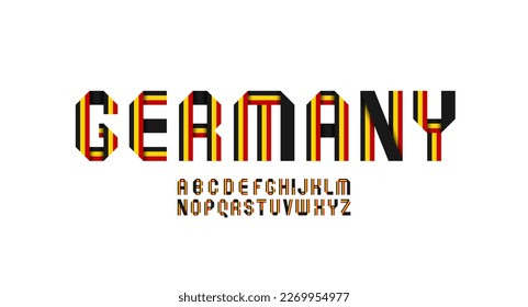 Font alphabet made in German style, letters folded from colored paper ribbons, vector illustration 10EPS