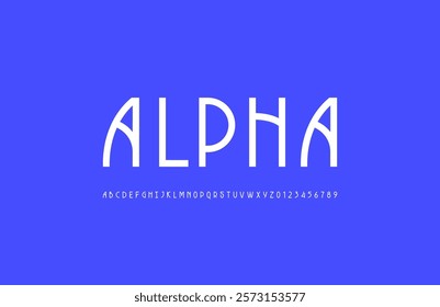 Font alphabet made nouveau style, uppercase white letters from A to Z and numbers from 0 to 9, vector illustration 10EPS.