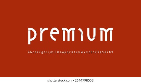 Font alphabet made nouveau style, lowercase white letters from A to Z and numbers from 0 to 9, vector illustration 10EPS.
