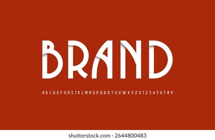 Font alphabet made nouveau style, uppercase white letters from A to Z and numbers from 0 to 9, vector illustration 10EPS.