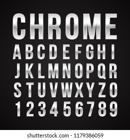 Font alphabet number chrome effect in vector format