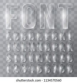 Font alphabet numbers transparent effect in vector format
