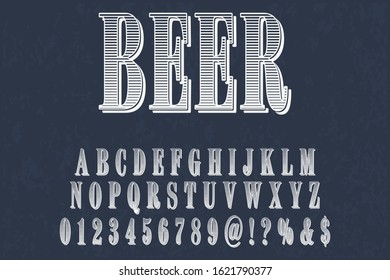 Font alphabet. Script abc Typeface handcrafted .handwritten vector label design beer