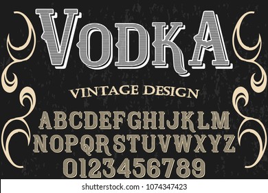 Font alphabet Script Typeface handcrafted handwritten vector label design named vodka