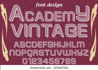 Font alphabet Script Typeface handcrafted handwritten vector label design named academy