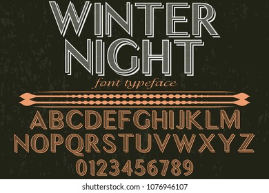 Font alphabet Script Typeface handcrafted handwritten vector label design named winter night
