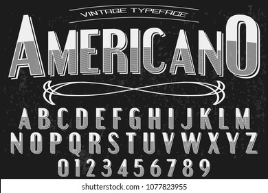 Font alphabet Script Typeface handcrafted handwritten vector label design named americano