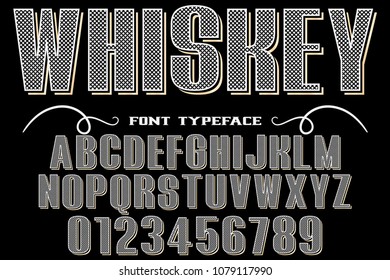 Font alphabet Script Typeface handcrafted handwritten vector label design old style.Shadow Effect.vintage Hand Drawn.Retro Typography.Vector Illustration. whiskey