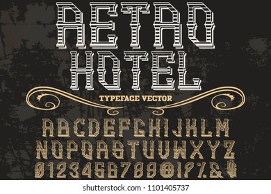 Font alphabet Script Typeface handcrafted handwritten vector label design old style.Shadow Effect.vintage Hand Drawn.Retro Typography. Vector Illustration.retro hotel