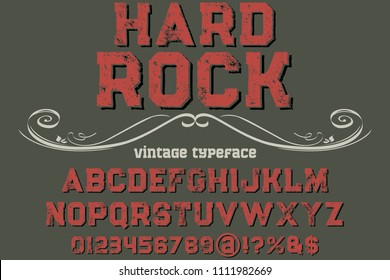 Font alphabet Script Typeface handcrafted  named vintage hard rock