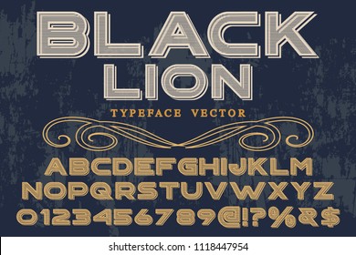 Font alphabet Script Typeface handcrafted  named vintage black lion
