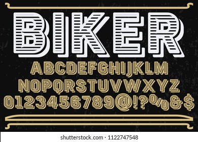 Font alphabet Script Typeface handcrafted  named vintage biker