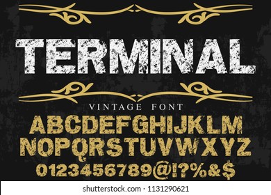 Font alphabet Script Typeface handcrafted  named vintage-american hunter