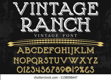 Font alphabet Script Typeface handcrafted  named vintage ranch