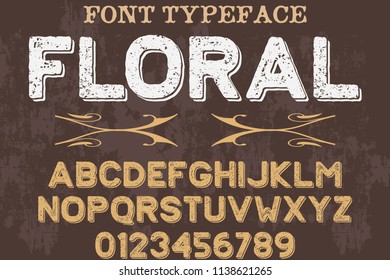 Font alphabet Script Typeface handcrafted  named vintage floral