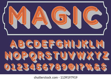 Font alphabet Script Typeface handcrafted  named vintage magic
