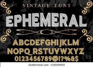 Font alphabet Script Typeface handcrafted  named vintage ephemeral