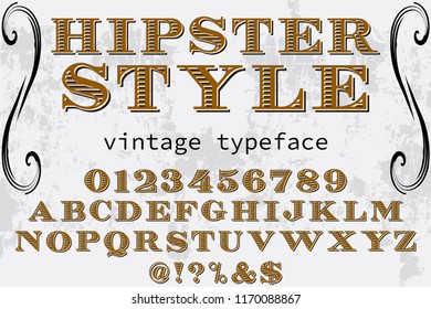 Font alphabet Script Typeface handcrafted handwritten vector label design named hipster