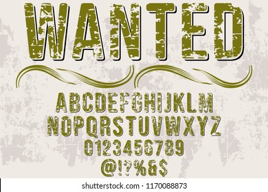 Font alphabet Script Typeface handcrafted handwritten vector label design named vintage wanted