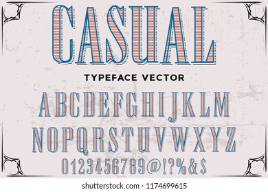 Font alphabet Script Typeface handcrafted  named vintage  casual