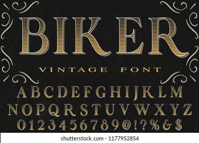 Font Alphabet Script Typeface Handcrafted  Named Vintage Biker