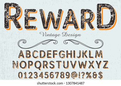 Font alphabet Script Typeface handcrafted handwritten vector label design named reward