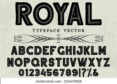 Font alphabet Script Typeface handcrafted handwritten vector label design royal
