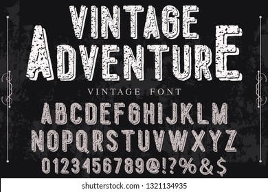 Font alphabet Script Typeface handcrafted handwritten vector label design named vintage adventure