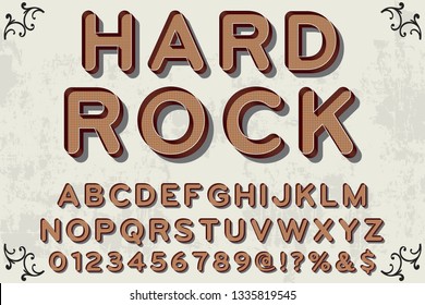 Font alphabet Script Typeface handcrafted handwritten vector label design named hard rock