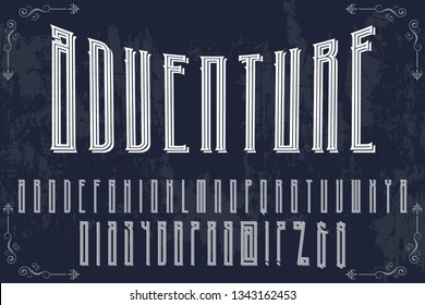 Font alphabet Script Typeface handcrafted handwritten vector label design adventure