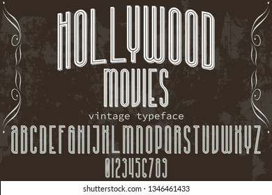 Font alphabet Script Typeface handcrafted handwritten vector label design hollywood movies