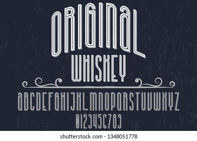 Font alphabet Script Typeface handcrafted handwritten vector label design original whiskey