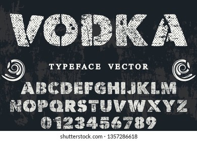 Font alphabet Script Typeface handcrafted handwritten vector label design vodka