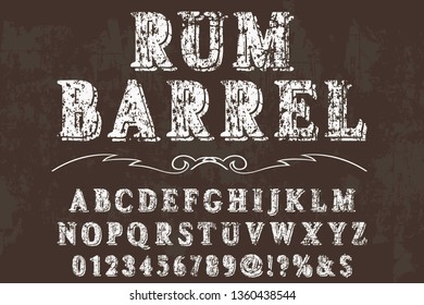 Font alphabet Script Typeface handcrafted handwritten vector label design rum barrel