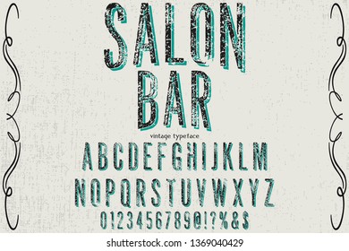 Font alphabet Script Typeface handcrafted handwritten vector label design salon bar