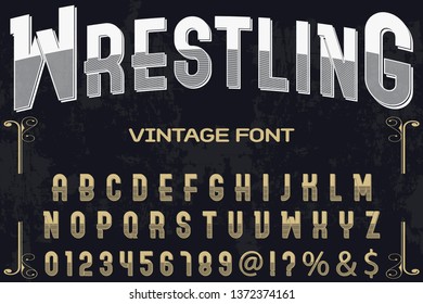 Font alphabet Script Typeface handcrafted handwritten vector label design named wrestling