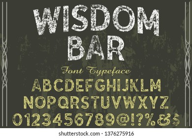 Font alphabet Script Typeface handcrafted handwritten vector label design named wisdom bar