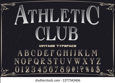 Font alphabet Script Typeface handcrafted handwritten vector label design named athletic