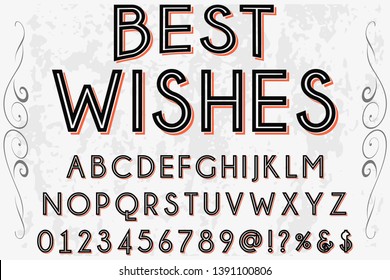 Font alphabet Script Typeface handcrafted handwritten vector label design named best wishes