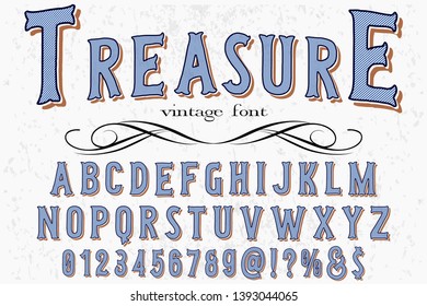 Font alphabet Script Typeface handcrafted handwritten vector label design named treasure