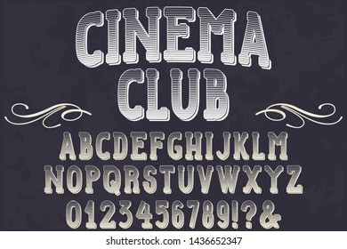 Font alphabet Script Typeface handcrafted handwritten vector label design old style.Shadow Effect.vintage Hand Drawn.Retro Typography.Vector Illustration.
