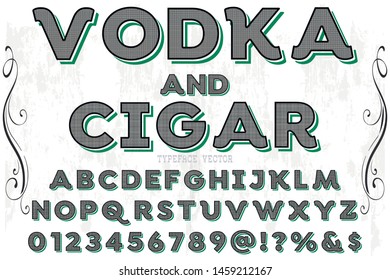 Font alphabet Script Typeface handcrafted handwritten vector label design old style.Shadow Effect.vintage Hand Drawn.Retro Typography.Vector Illustration.
