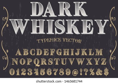 Font alphabet Script Typeface handcrafted handwritten vector label design old style.Shadow Effect.vintage Hand Drawn.Retro Typography.Vector Illustration.
