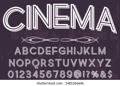 Font alphabet Script Typeface handcrafted handwritten vector label design old style.Shadow Effect.vintage Hand Drawn.Retro Typography.Vector Illustration.
