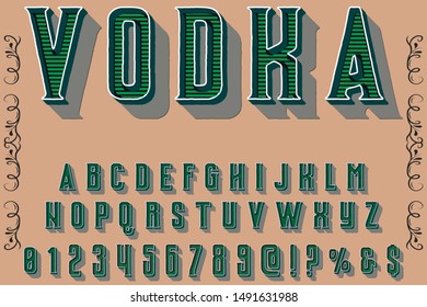 Font alphabet Script Typeface handcrafted handwritten vector label design old style.Shadow Effect.vintage Hand Drawn.Retro Typography.Vector Illustration.
