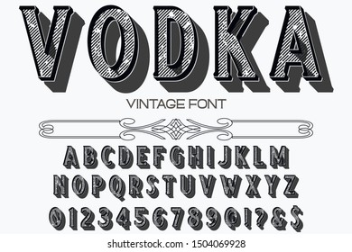 Font alphabet Script Typeface handcrafted handwritten vector label design old style.Shadow Effect.vintage Hand Drawn.Retro Typography.Vector Illustration.
