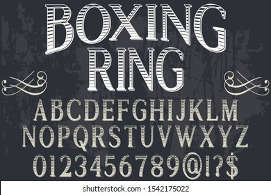 Font alphabet Script Typeface handcrafted handwritten vector label design named boxing ring