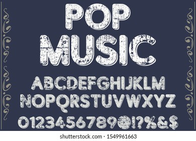 Font alphabet Script Typeface handcrafted handwritten vector label design pop music.Shadow Effect.vintage Hand Drawn.Retro Typography.Vector Illustration.new design